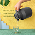 Miniatyrbilde 7 av 8: Kaffe Karaffel 1000ml Tretrehåndtak Dobbeltvegget Vakuum Varmebevaring Termisk Kaffe Karaffel for Te Juicer Kaffe Svart