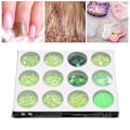 Miniatyrbild 1 av 8: 12 rutnät glitter set handgjorda DIY nagelkonst glitter set dekaler 3D nagelkonst dekorationer grönt