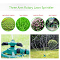 Miniatyrbilde 4 av 4: 360° Full Circle Roterende Vannspreder Irrigasjonssystem 3 Dyse Rør Slange for Hage