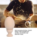 Miniatyrbild 8 av 8: Trä påskägg omålat trä falskt konstgjort ägg med äggkoppshållare för DIY dekorationshantverkÄggfärg Ellips