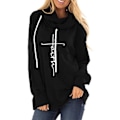 Miniatyrbillede 2 af 2: Dame Langærmet Hoodies Snørebånd Print Design Komfortabel Åndbar Pullover Sweatshirt til Damer Sort XXL