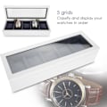 Miniatyrbillede 8 af 8: 5 Gitter Stoving Varnish Urkasse Display Case Opbevaringsboks Organizer Smykke Display Box (Hvid)