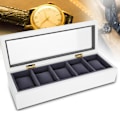 Miniatyrbillede 1 af 8: 5 Gitter Stoving Varnish Urkasse Display Case Opbevaringsboks Organizer Smykke Display Box (Hvid)