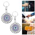 Miniatyrbillede 1 af 8: 2 stk. Ondt Øje Nøglering Openwork Rundt Snoet Diamant Tyrkiet Blå Ondt Øje Amulet Nøglering Taske Charm Dekor