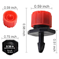 Miniatyrbillede 4 af 4: 100 stk. 8 Dyser Drypbesvanding 1/4 tommer 360 Grader Justerbar Have Dryp Sprinkler Rød
