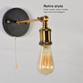 Miniatyrbillede 7 af 8: Retro væglampe E27 E26 Jern Justerbar Vintage Vægmonteret Lampe Belysningsarmatur Sæt med Afbryder til Soveværelse Stue Bar 85‑265V Guld