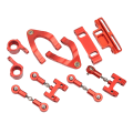 Miniatyrbillede 1 af 8: RC Aluminium Øvre Nedre Affjedring Arm Styring Kop Hex Adapter Metal Tilbehør Sæt til WPL D12 RC BilRød