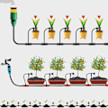 Miniatyrbillede 1 af 4: 100 stk. 8 Dyser Drypbesvanding 1/4 tommer 360 Grader Justerbar Have Dryp Sprinkler Sort