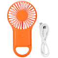 Miniatyrbild 2 av 8: USB-laddningsbar handhållen bärbar fläkt 3 hastigheter justerbar minitrendig karbinhakefläkt orange
