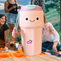 Miniatyrbillede 7 af 8: Sød isoleret flaske dobbelt isolering 450ml rustfrit stål isoleret vandflaske til varme drikke pink