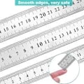 Miniatyrbillede 3 af 5: 9-delt rustfrit stållinjalsæt 15 20 30 Metal linealstørrelse Dobbeltsidet holdbart tømrerlineal til studerende ingeniører arkitekter lærere