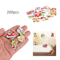 Miniatyrbilde 7 av 8: 200 stk søte blandede syknapper i tre, flate bakside, snøfnugg, snømann, elg, håndverkstilbehør til jul DIY