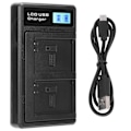 Miniatyrbillede 2 af 8: Bærbar kamera batterioplader til NB‑10L kamera dobbelt oplader med LCD-skærm