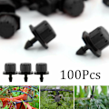 Miniatyrbillede 2 af 4: 100 stk. 8 Dyser Drypbesvanding 1/4 tommer 360 Grader Justerbar Have Dryp Sprinkler Sort