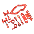 Miniatyrbillede 4 af 8: RC Aluminium Øvre Nedre Affjedring Arm Styring Kop Hex Adapter Metal Tilbehør Sæt til WPL D12 RC BilRød