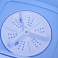 Miniatyrbilde 3 av 8: Sammenleggbar vaskemaskin Mini bærbar bøtte klesvaskemaskin med svart lokk for RV Reise Leilighet 100 til 240V Blå EU-plugg