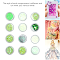 Miniatyrbild 8 av 8: 12 rutnät glitter set handgjorda DIY nagelkonst glitter set dekaler 3D nagelkonst dekorationer grönt
