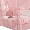 Miniatyrbilde 4 av 8: Luksus Prinsesse 3 Side Åpninger Post Seng Gardin Baldakin Myggnett Myggnett Sengetøy (Rosa M)