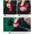 Miniatyrbillede 6 af 8: 1 par løftehåndledsrem blød polyester fast anti-slip fitness styrketræning håndledsrem rød