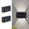 Miniatyrbillede 2 af 2: 2 stk. Solcelle væglamper op og ned Sollamper Vandtætte Indendørs Udendørs LED væglampe til Have Terrasse Garage Indkørsel Sti