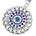Miniatyrbillede 4 af 8: 2 stk. Ondt Øje Nøglering Openwork Rundt Snoet Diamant Tyrkiet Blå Ondt Øje Amulet Nøglering Taske Charm Dekor