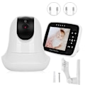 Miniatyrbillede 2 af 7: 3,5 tommer PTZ Zoom Baby Monitor med 2-vejs Intercom, Temperaturmåling, Nattesyn, Vuggeviser, EU 100-240V