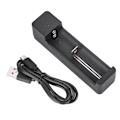 Miniatyrbillede 2 af 2: Sort PC Universal Single Slot USB Batteri Oplader Adapter LED Intelligent Oplader til Li Ion Celle 18650 26650 14500