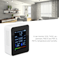 Miniatyrbilde 8 av 8: Luftkvalitetsmonitor 8 i 1 Ektetidsfargeskjerm Plassbesparende Mye brukt CO2-detektor for TVOC HCHO PM2.5 PM1.0 PM10 Hvit
