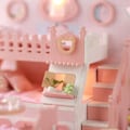 Miniatyrbilde 1 av 8: 3D DIY Tregjøringshus Miniatyrhusmodell LED-lys Tregjøringshus Jenteleke