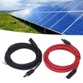 Miniatyrbilde 1 av 8: 2 stk 12AWG 4mm² solcellepanel forlengelseskabel svart rød solcelleadapter forlengelseskabel med hunn hann-kontakt 1000VDC 5m / 16,4ft