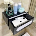 Pikkukuva 2 / 5: WC-paperiteline hyllyllä WC-paperiteline Pyyhkeiden annostelija ruostumatonta terästä WC-paperiteline säilytyslaatikolla, itseliimautuva seinäteline