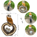 Miniatyrbilde 3 av 6: Solar Owl Garden Statue, hageskulptur med solenergi LED-lys, utendørs vanntett håndlaget harpiksstatue, dekorasjon av kjærlighetsfuglstatue, egnet for