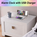 Miniatyrbild 6 av 8: Projektionsväckarklocka för sovrum, RGB färgglad digital klocka med spegelyta, 11 färger, 180° projektor i taket, LED Modern skrivbordsklocka för white