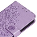 Miniatyrbild 3 av 8: Telefonplånboksfodral med kortfack Stativ PU Läder Blomma Präglad Skyddande Flipfodral för IPhone 13 Lila