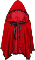 Rød fløjl Rødhætte-kappe til Halloween & Cosplay Rød+sort kant Red+black edge 80CM