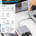 Miniatyrbild 8 av 8: USB C Dockningsstation 3 i 1 Aluminiumlegering 4K HD 5Gbps Överföring 60W PD Ström USB C Hubb för TV Projektor Dator