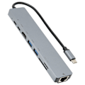 Miniatyrbild 6 av 9: USB C Dock 8 i 1 Multifunktionell Typ C till RJ45 USB3.0 USB C HD Multimedia Interface Dockningsstation för Stationär Dator Laptop