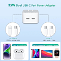 Miniatyrbild 4 av 8: Avancerad Dubbel Usb-C Port Strömadapter, Säker Och Effektiv Snabbladdare