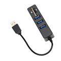 Miniatyrbild 8 av 8: USB2.0 Hub Minneskortläsare Höghastighetsöverföring Plug and Play Enkel Åtkomst USB-Splitter Svart