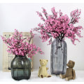 Miniatyrbilde 2 av 7: Pust Stoff Klut Kunstige blomster 6 Bunt Europeiske falske silkeplanter Dekor Bryllupsfest Dekorasjonsbuketter Real Touch DIY Hjemmehage (Høst) Pink-6pcs