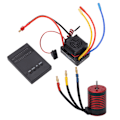 Miniatyrbild 1 av 7: Vattentät 3650 Borstlös Motor med 60A ESC Programmeringskort Combo Set Tillbehör för 1/10 RC Bil 4500KV