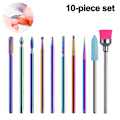 Miniatyrbild 1 av 7: Multifunktionella Nagelborr, 10-delars Set för Omfattande Nagelbehandling, Värmebeständiga Volframstålsborr för Säker och Professionell Användning