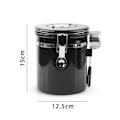 Miniatyrbillede 2 af 5: Kaffebeholder til malet kaffe med gennemsigtigt vindue, Dato Tracker,Scoop,304 Rustfrit stål Køkkenmad Lufttæt opbevaringsbeholder til kaffe Black 1500ML