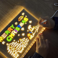 Miniatyrbild 5 av 5: LED-anteckningstavla med färger, akryl torrraderingstavla med ljus, glödande akrylmeddelandemarkeringstavla, ljus upp torrraderingstavla med stativ som en glöd 150