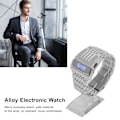 Miniatyrbild 8 av 8: Legeringsklocka LED Digital Display Snabbkoppling Trendig Herrklocka för Daglig Affär Silver Blått Ljus