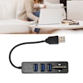 Miniatyrbild 1 av 8: USB2.0 Hub Minneskortläsare Höghastighetsöverföring Plug and Play Enkel Åtkomst USB-Splitter Svart