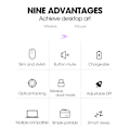 Miniatyrbild 9 av 9: Trådlös Bluetooth-mus, LED Dual Mode Uppladdningsbar Tyst Ultratunn Laptopmus, Portabel Dual Mode Datormus