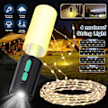 Miniatyrbillede 3 af 6: Campinglys, 33 fod lys med lanterner (4 i 1 design), campinglys 2000 mAh oplader, 7 tilstande, IPX6 vandtæt, genopladelige lommelygter til