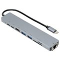 Miniatyrbild 2 av 9: USB C Dock 8 i 1 Multifunktionell Typ C till RJ45 USB3.0 USB C HD Multimedia Interface Dockningsstation för Stationär Dator Laptop