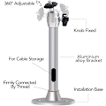 Miniatyrbild 4 av 5: Projektorfäste för tak, 17 cm - 3 kg lastkapacitet - 360° rotation, 90° lutningsvinkel, tak- och väggfäste för miniprojektor - aluminiumlegering